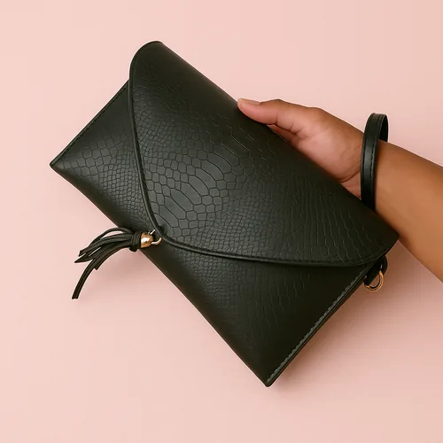 Bolsa Clutch personalizada con letras metálicas