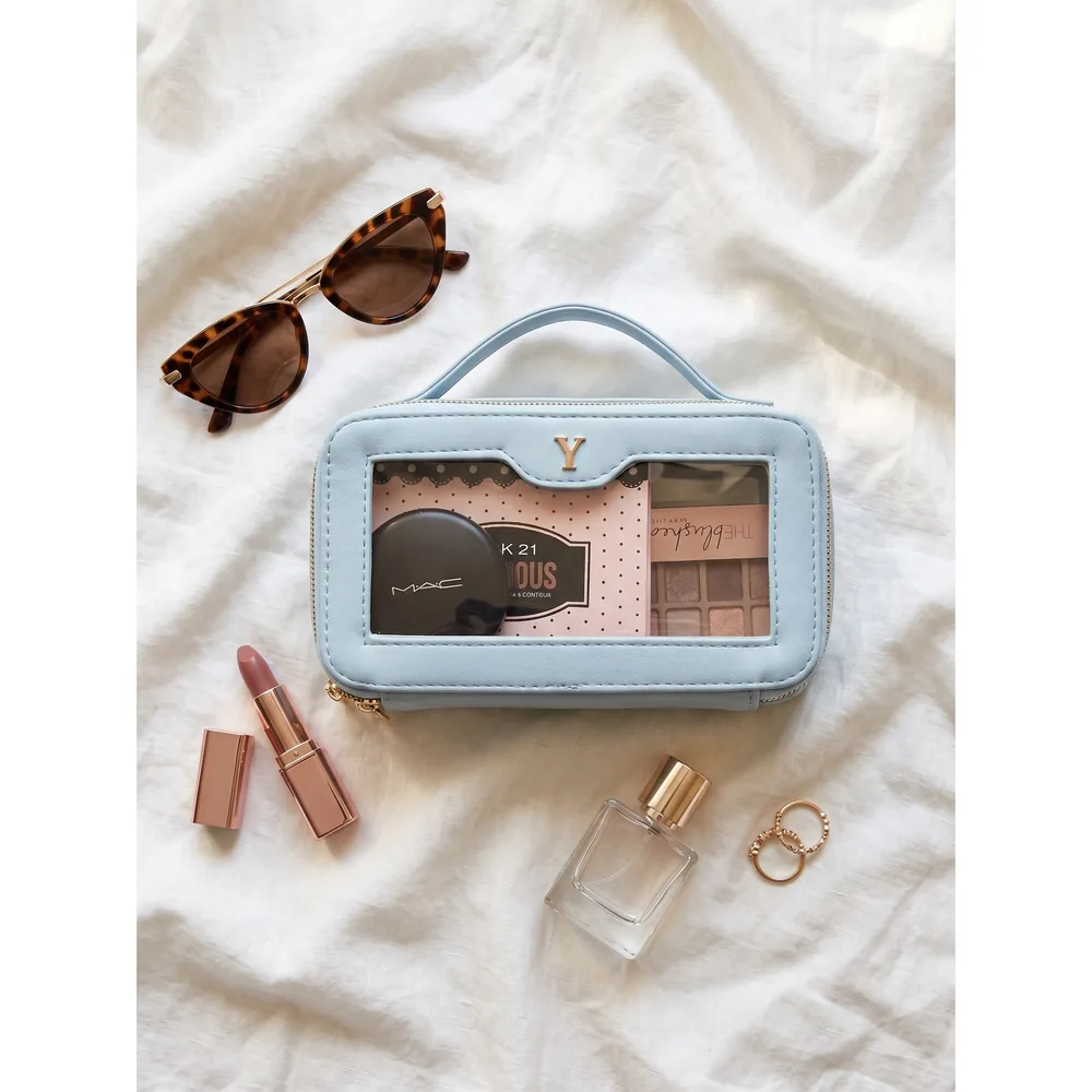 Cosmetiquera Doble — bolsa personalizada con letras metálicas