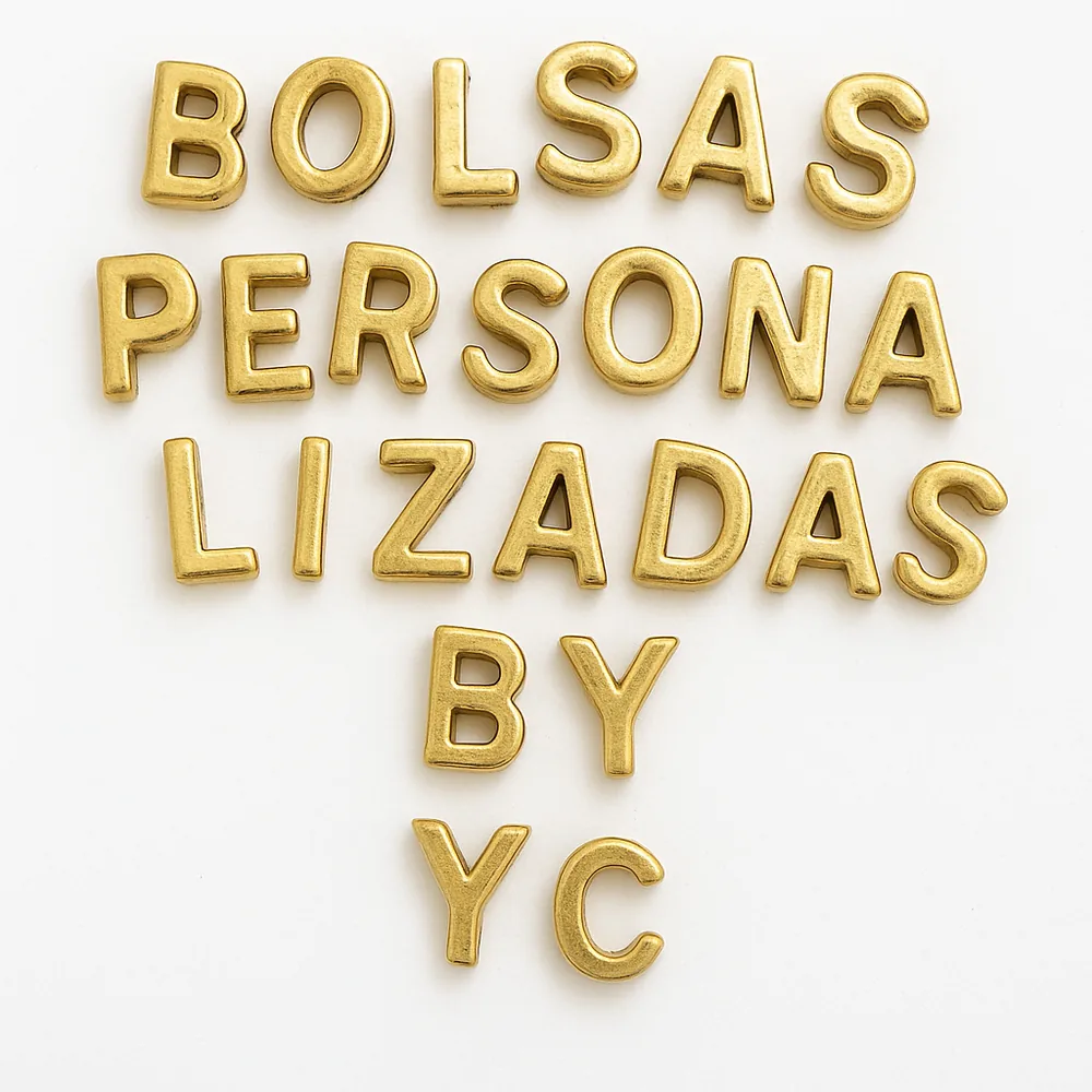 Dijes — bolsa personalizada con letras metálicas