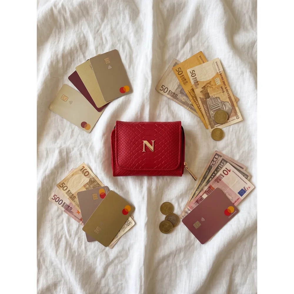 Mini cartera — bolsa personalizada con letras metálicas