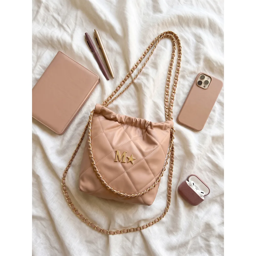 Theia 22 Mini — bolsa personalizada con letras metálicas