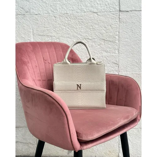 Bolsa Tote Classic Midi personalizada con letras metálicas